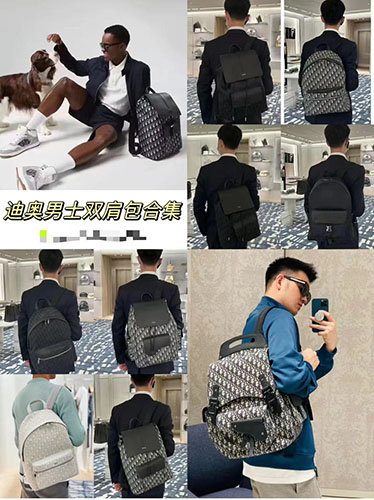 迪奥oblique老花男士帆布双肩背包