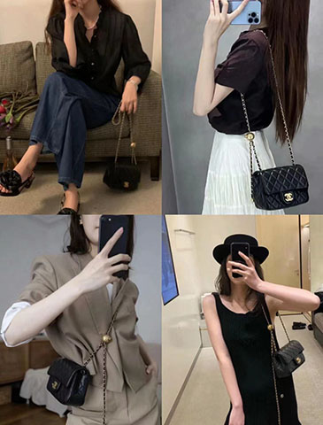 香奈儿方胖子小金球包包