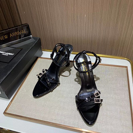 YSL 圣罗兰水钻扣高跟凉鞋