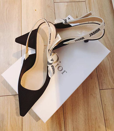Dior jadior蝴蝶结黑色小猫跟鞋