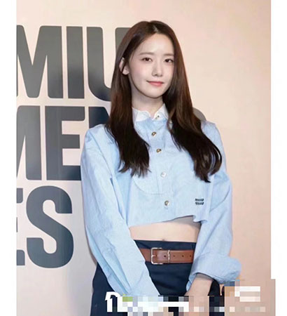miumiu蓝色长袖衬衫