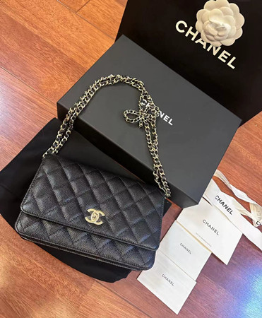 Chanel香奈儿蝴蝶结woc荔枝纹皮包