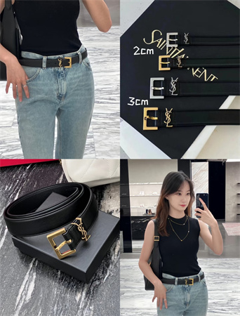 Ysl复古腰带黑银黑金